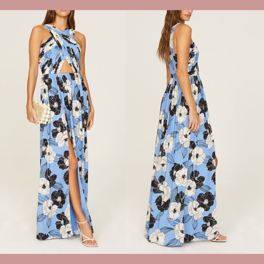 NWD $268 Dress the‎ Population [ Medium ] Rose Print Cutout Maxi Dress #Q973